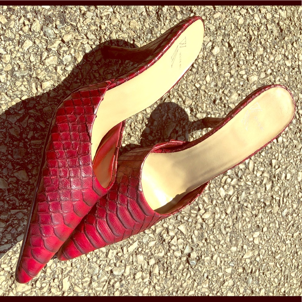 Genuine leather slide on heels